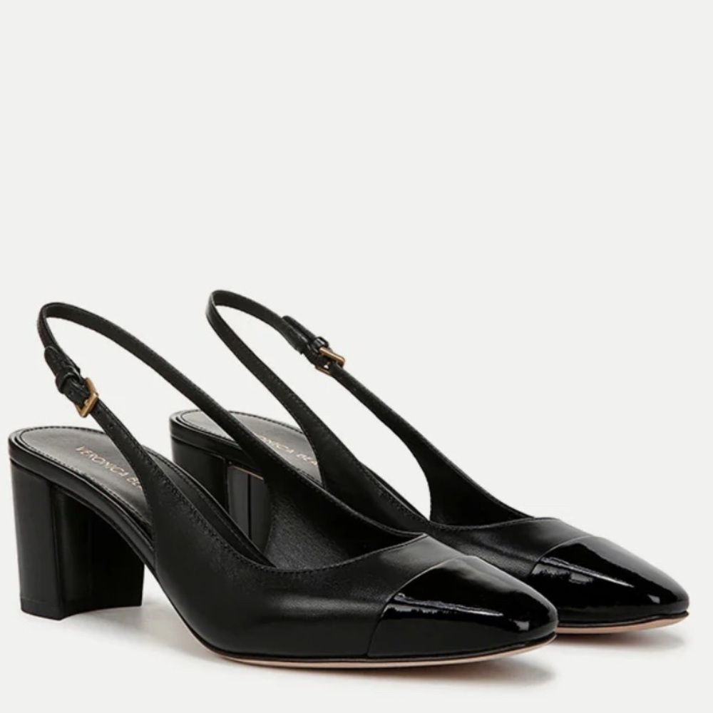 Veronica Beard Cecile Leather Cap-Toe Slingback Platform Pump Nwt